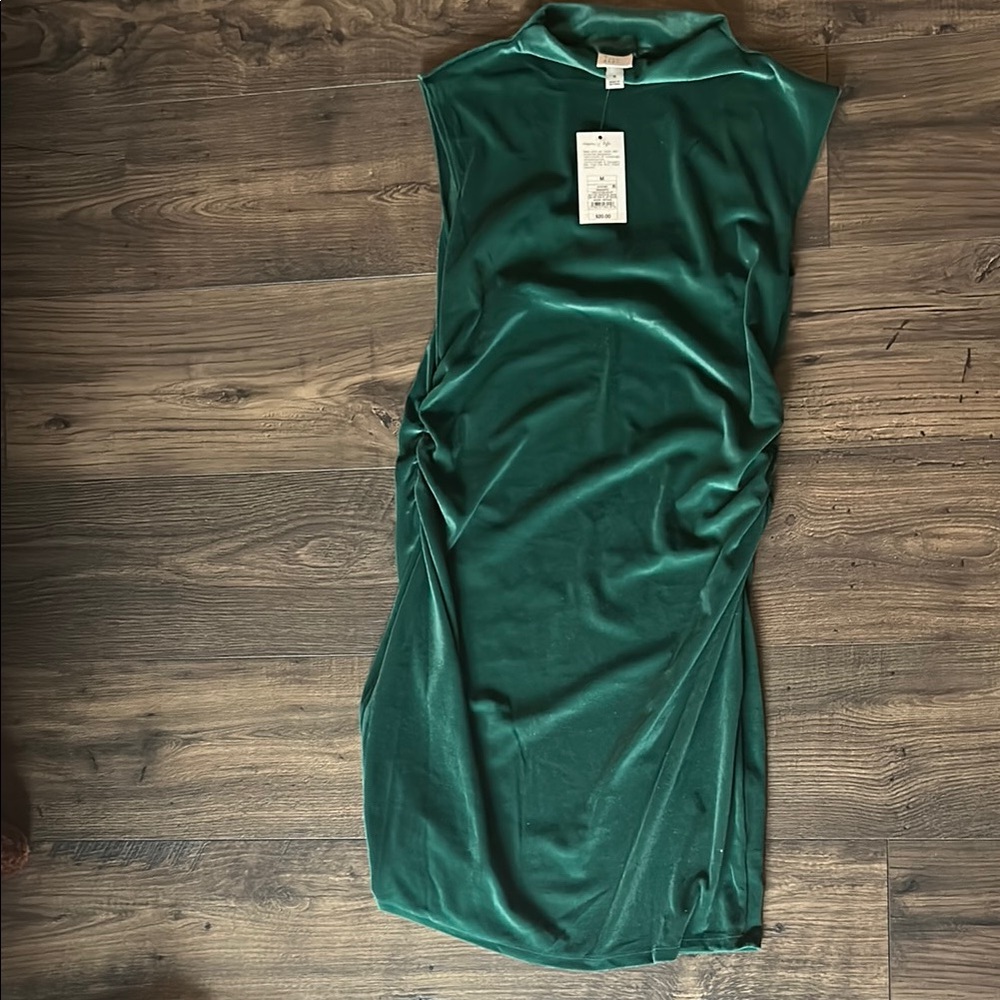 Elegant Green Satin Dress